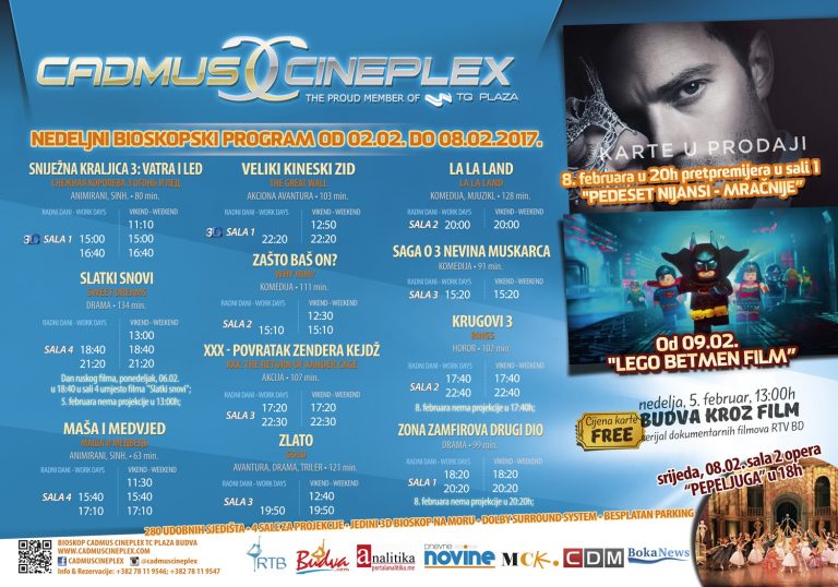 Nedeljni repertoaru bioskopa Cadmus Cineplex Budva