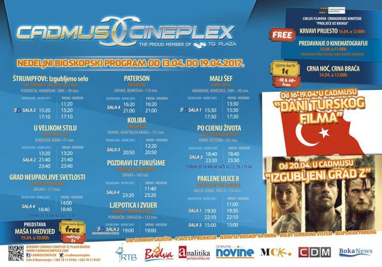Cadmus Cineplex program od 13. do 19. aprila