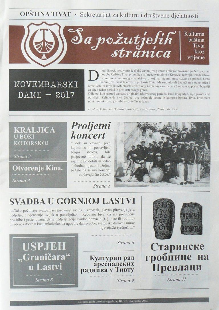 „Sa požutjelih stranica – kulturna baština Tivta kroz vrijeme“
