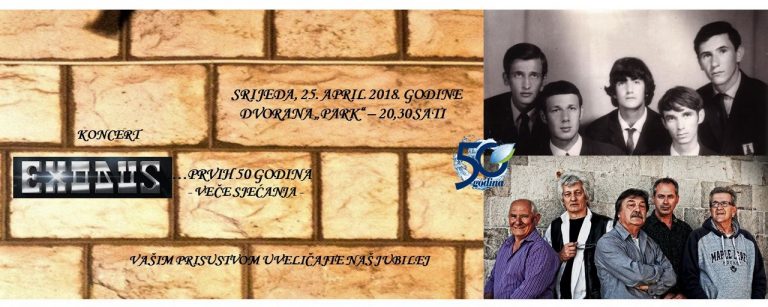 Kultni „Exodus“ slave pedeset godina postojanja – koncert u srijedu 25.aprila