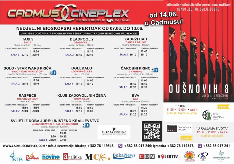 Cadmus Cineplex prikazuje od 7. do 13.juna