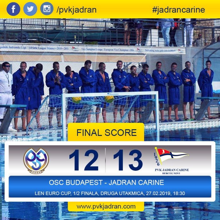 Vaterpolisti Jadrana plasirali se u finale Evrokupa!