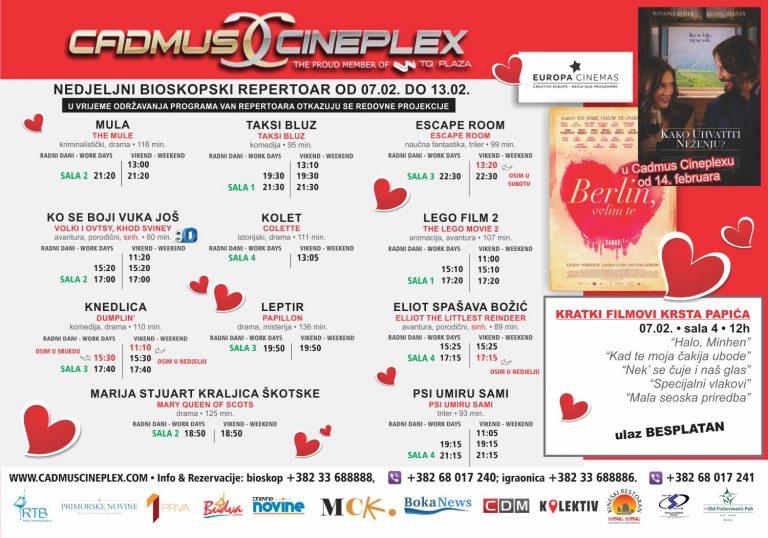 Cadmus Cineplex prikazuje od 7 do 13. 2