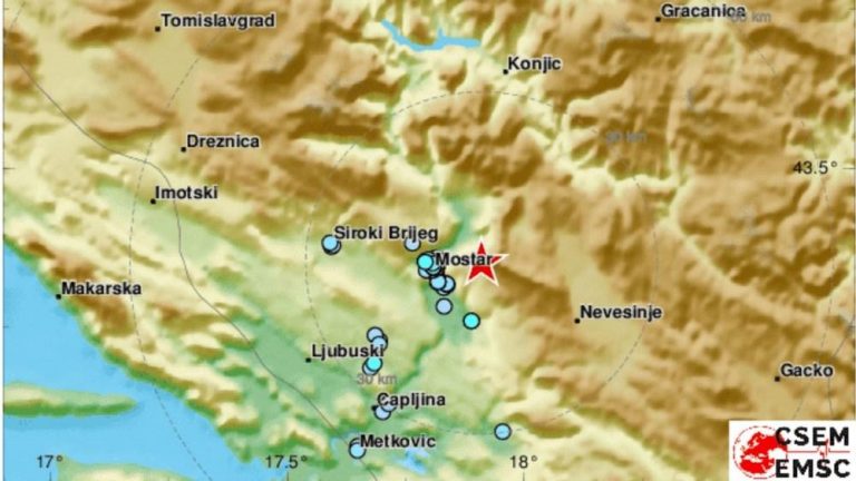 Potres u Hercegovini: Epicentar blizu Mostara