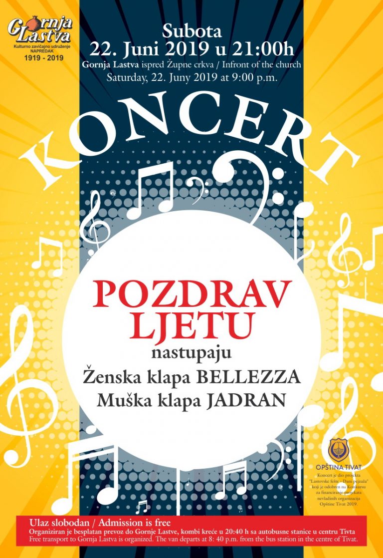 Koncert “Pozdrav ljetu” u Gornjoj Lastvi