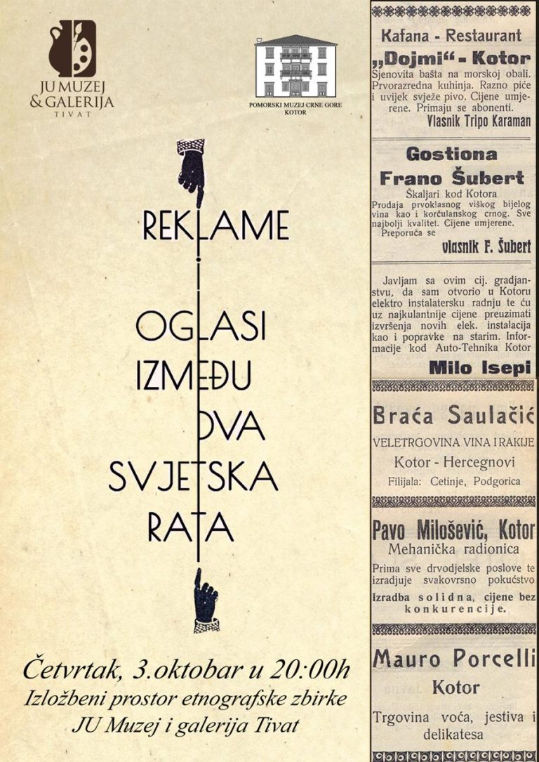 Izložba „Reklame i oglasi između dva svjetska rata“ u Muzeju i galeriji Tivat