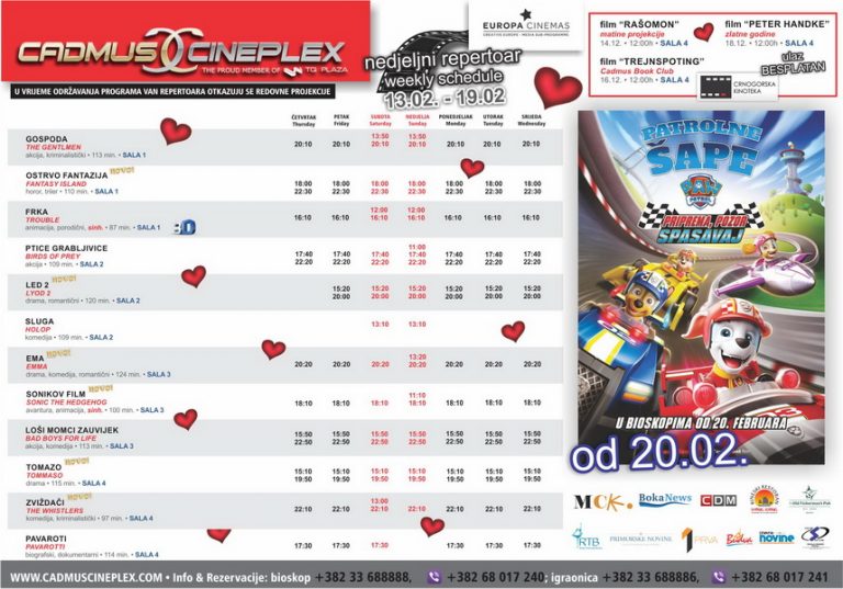 Cadmis Cineplex prikazuje od 13. do 19. februara