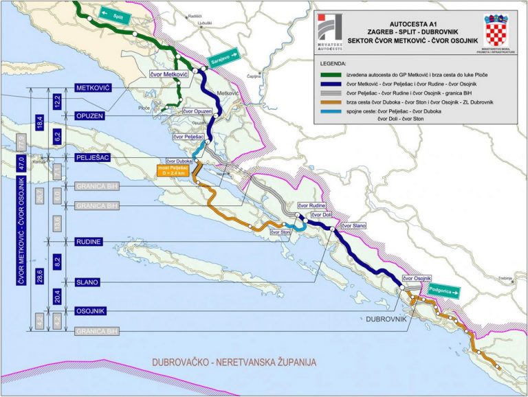 Dubrovnik – Autocesta protezat će se od Metkovića do Pelješkog mosta, a potom od Dola do Osojnika !