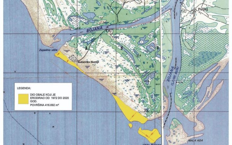 Ada Bojana – More odnijelo pijesak jednak površini 60 fudbalskih terena
