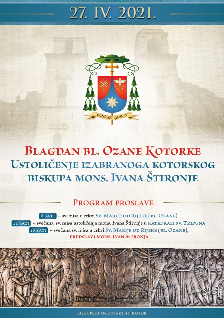 Ustoličenje novog kotorskog biskupa 27. aprila na blagdan bl. Ozane Kotorke