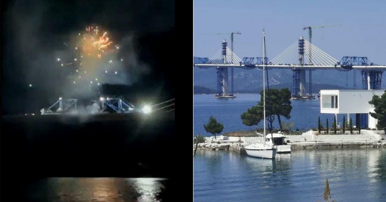Spojeni prvi stupovi Pelješkog mosta, Kinezi sve proslavili velikim vatrometom