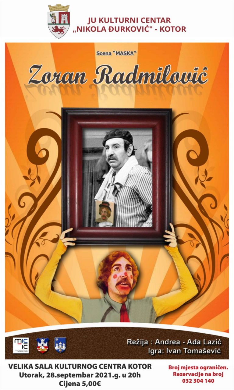 Monodrama “Zoran Radmilović” , 28. septembra u kotorskom Kulturnom centru