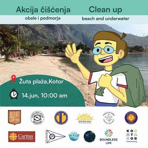 Kotor – Akcija čišćenja podmorja i obale 14. juna Kotor – Akcija čišćenja podmorja i obale 14. juna