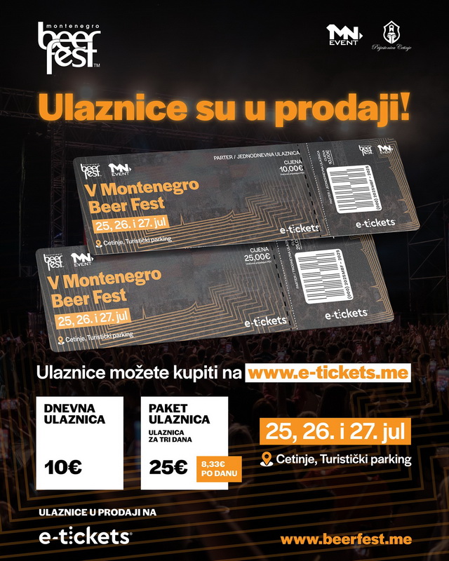 Montenegro Beer Fest od 25. do 27. jula – počela prodaja ulaznica Montenegro Beer Fest od 25. do 27. jula – počela prodaja ulaznica