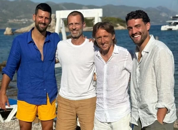 Luka Modrić, Mateo Kovačić, Novak Đoković i Aleksandar Čeferin uživaju na otočiću Vela Stupa u korčulanskom arhipelagu