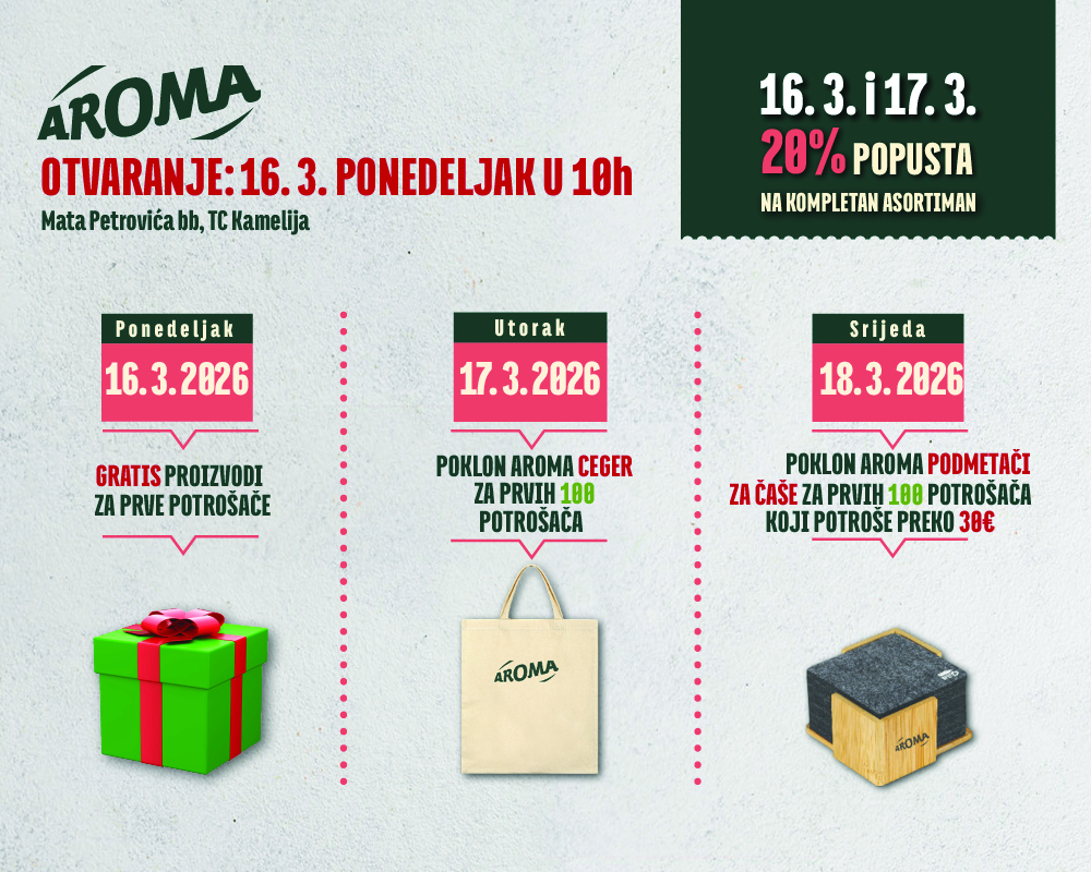Renovirana Aroma u Kameliji otvorena – moderniji prostor i lakša kupovina za kupce Renovirana Aroma u Kameliji otvorena – moderniji prostor i lakša kupovina za kupce