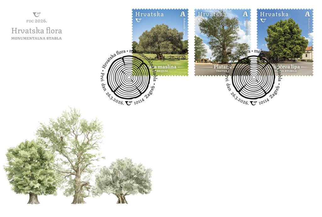 Tri veličanstvena stabla Hrvatske na poštanskim markama Tri veličanstvena stabla Hrvatske na poštanskim markama