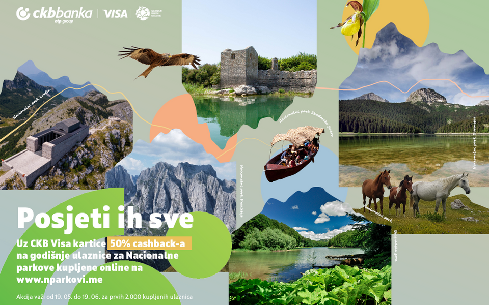 Nacionalni parkovi i CKB slave 20 godina nezavisnosti: Godišnje ulaznice uz 50% cashback-a za sve CKB kartice Nacionalni parkovi i CKB slave 20 godina nezavisnosti: Godišnje ulaznice uz 50% cashback-a za sve CKB kartice